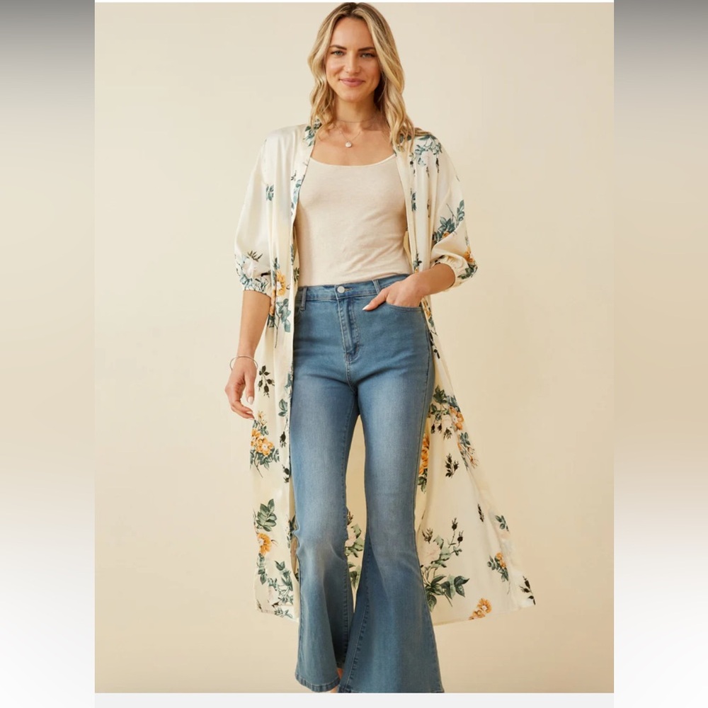 Hayden satin open duster